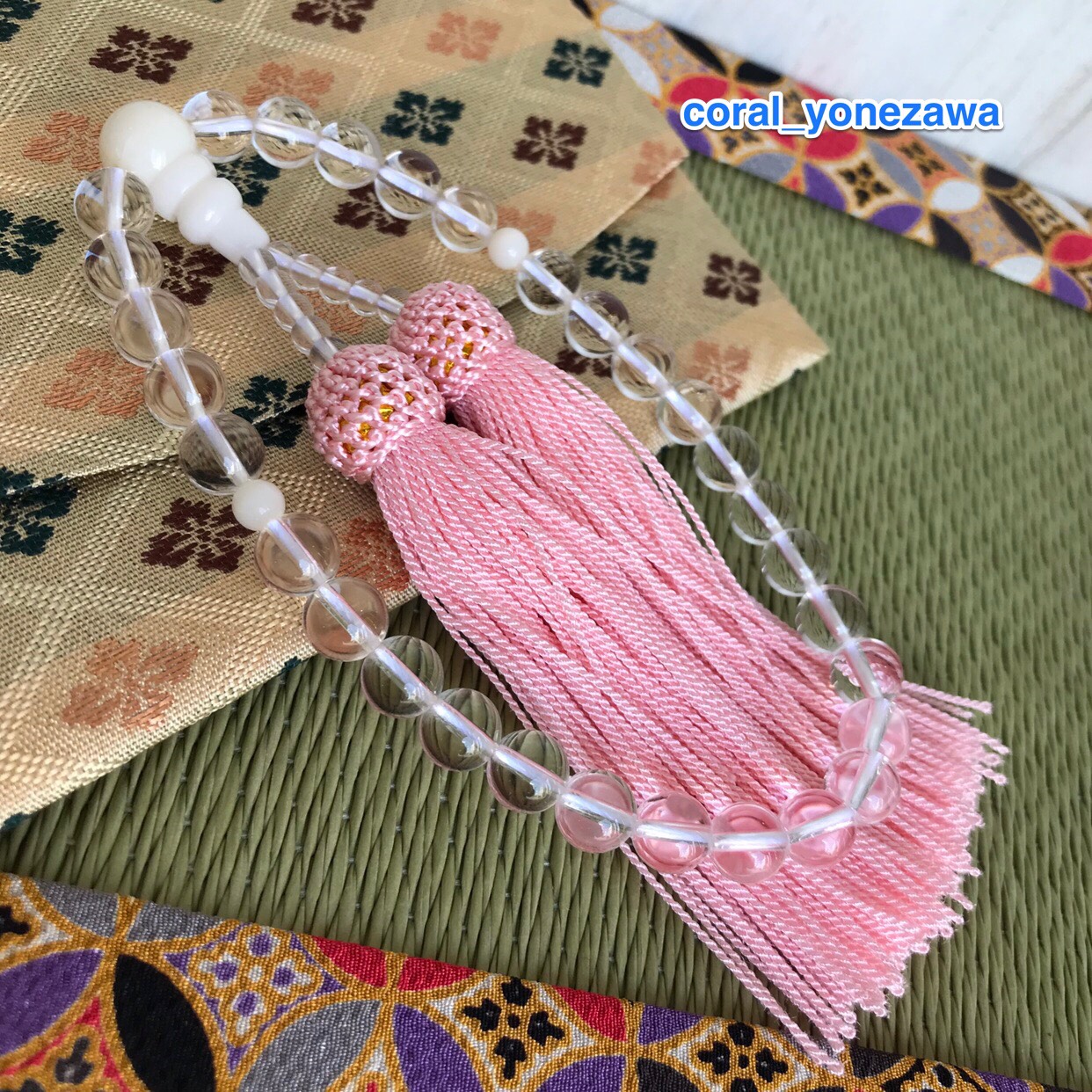 準備なさいませんか・水晶念珠【もも色房】