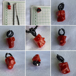 【印象派】赤と黒・珊瑚とブラックカラー天然石オリジナルデザインネックレス 10枚目の画像