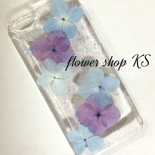 紫陽花の押し花iPhoneケース iPhoneケース・カバー 購入禁止 通販 