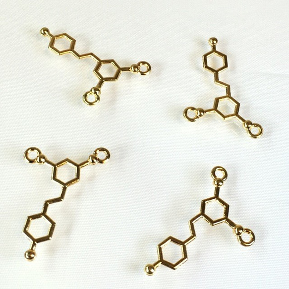 分子構造 理系チャーム(4個) ゴールド 【D】102UV170 2枚目の画像