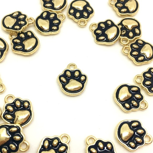 321 にゃんこの手チャーム にゃんこのぷにぷに肉球チャーム 5個 黒猫ゴールドベース ネコ