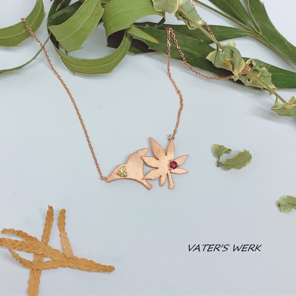 Autumn Leaves Necklace pink gold-silver-(Honing) 1枚目の画像