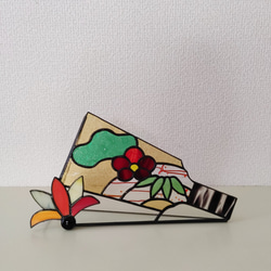 ステンドグラス ＊お正月飾り＊ 羽子板（オレンジ） その他インテリア