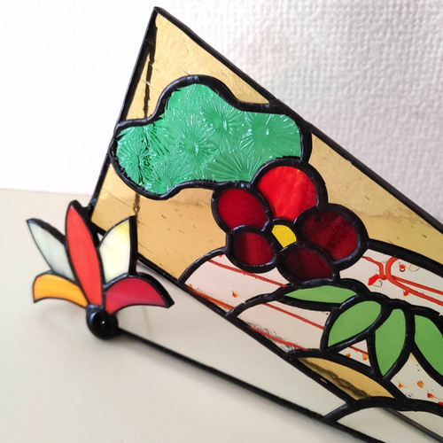 ステンドグラス ＊お正月飾り＊ 羽子板（オレンジ） その他インテリア