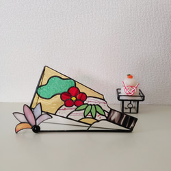 ステンドグラス ＊お正月飾り＊ 羽子板（ピンク） その他インテリア