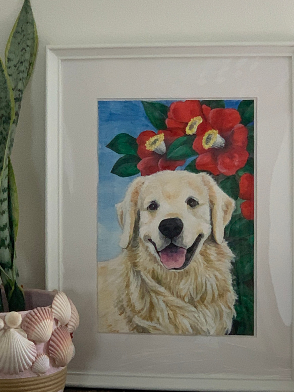 ペットポートレート 犬と誕生花（A4） 絵画 ALOHA WIND FACTORY 通販  