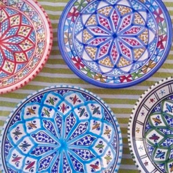 イタリア＆北アフリカ伝統万能絵付皿　食欲増進、ベルベルの赤　Nabeul平皿20cm#27 2枚目の画像