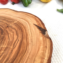 放射状の広がるを持つ木目　オリーブの木の輪切り　表皮付き 5枚目の画像