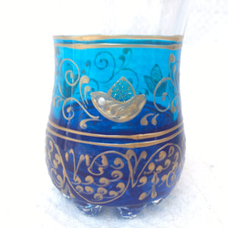 2色のブルーがきれい＆涼しく　チャイグラス☆チュニジア☆アラビアンナイトの世界　 34b 4枚目の画像