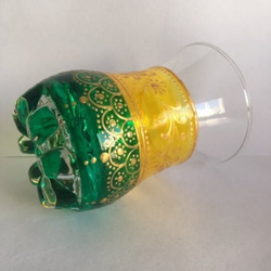 イエロー＆グリーンのきれいな色のチャイグラス☆チュニジア☆アラビアンナイトの世界　  81c 2枚目の画像