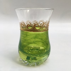 フレッシュグリーンのチャイグラス☆チュニジア☆アラビアンナイトの世界　フレッシュグリーン  55ｄ 1枚目の画像