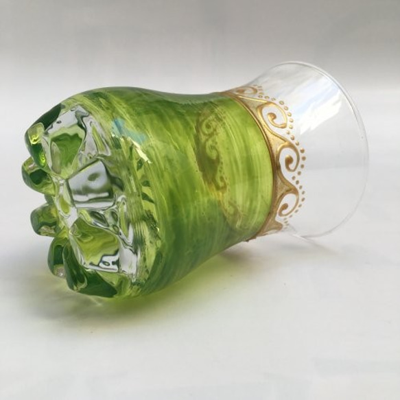 フレッシュグリーンのチャイグラス☆チュニジア☆アラビアンナイトの世界　フレッシュグリーン  55ｄ 2枚目の画像