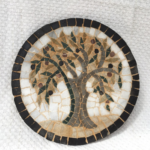 たわわに実る「聖なる木」 オリーブの木を模したモザイクタイル　オリーブの木14＊ 1枚目の画像