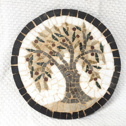 たわわに実る「聖なる木」 オリーブの木を模したモザイクタイル　オリーブの木15＊ 1枚目の画像