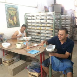 イタリア＆チュニジア人が大好きな手書き絵付けのかわいい万能皿　クスクス皿　セット 55 7枚目の画像