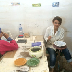 使いやすい！イタリア＆チュニジア人が大好きな手書き絵付けのかわいい万能皿クスクス皿　セット　23 5枚目の画像