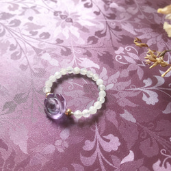 紫水晶x白月光 花朵戒指 純銀14kgf 第2張的照片