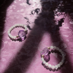 紫水晶x白月光 花朵戒指 純銀14kgf 第4張的照片