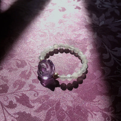 紫水晶x白月光 花朵戒指 純銀14kgf 第7張的照片