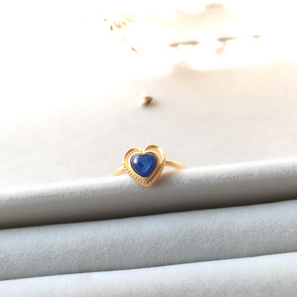 已售出心型藍晶石 鍍金戒指 啞光 第2張的照片