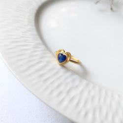 已售出心型藍晶石 鍍金戒指 啞光 第3張的照片