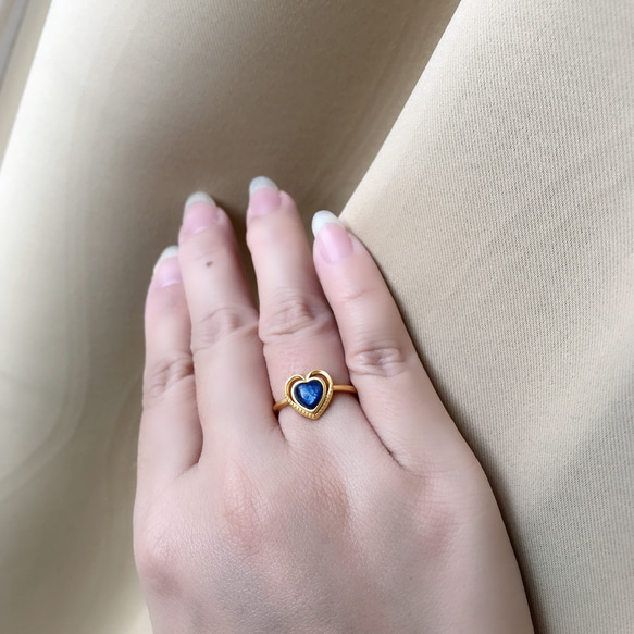 已售出心型藍晶石 鍍金戒指 啞光 第10張的照片