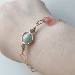 Jade x Bingpiao Nan Red Agate Butterfly x Water Grass Agate 14K 2枚目の画像