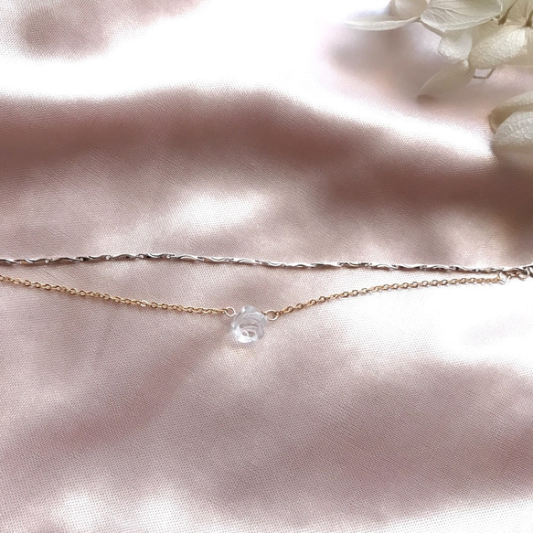 < 戀 > 玫瑰白水晶 925純銀14Kgf雙層手鍊 第4張的照片