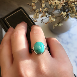 綠松石 s925純銀戒指 交叉 第2張的照片
