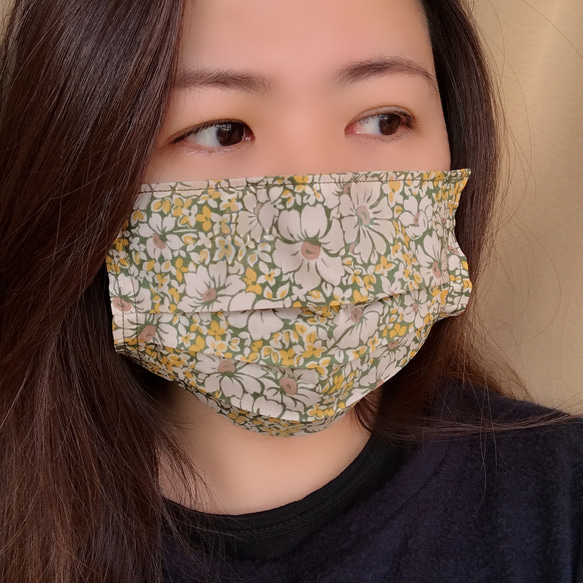 已售完 布口罩套 輕薄日本100%純棉布製 黃 第2張的照片
