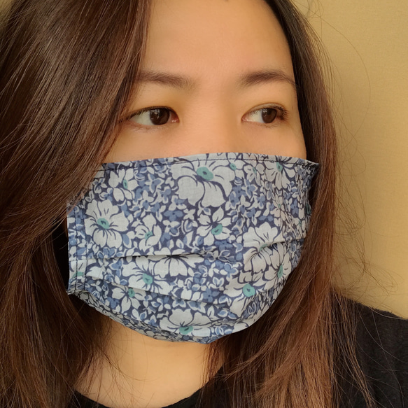 已售完 布口罩套 輕薄日本100%純棉布製 藍 第2張的照片
