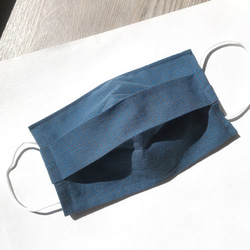 已售完 布口罩套 日本100%純棉布製 藍格 接單製作 第1張的照片