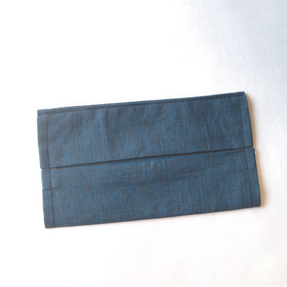 已售完 布口罩套 日本100%純棉布製 藍格 接單製作 第8張的照片