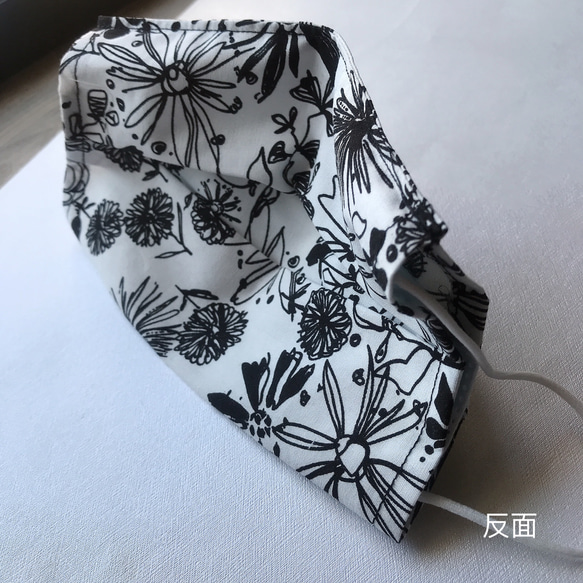 布マスクカバー台湾綿100％キャリコ黒と白のパターン 6枚目の画像