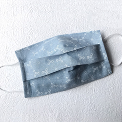 生地マスクカバー薄くて軽い日本の綿100％布ブルー120番手糸 6枚目の画像