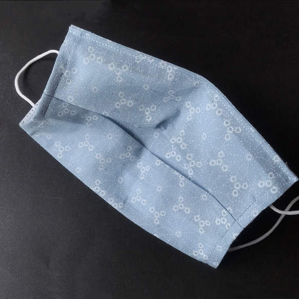 生地マスクカバー薄くて軽い日本の綿100％布ブルー120番手糸 10枚目の画像