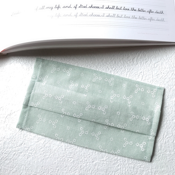 布口罩套 輕薄日本100%純棉布製 綠 120支紗 第1張的照片