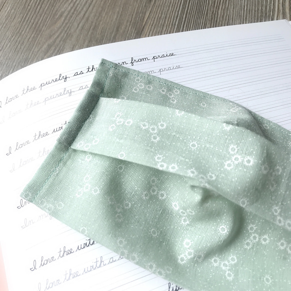 布口罩套 輕薄日本100%純棉布製 綠 120支紗 第6張的照片