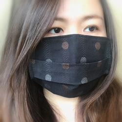 布口罩套 日本100%純棉先染布製 黑 第2張的照片