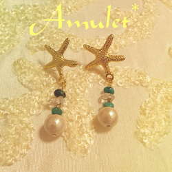 starfish&コットンパールピアス♡ 2枚目の画像