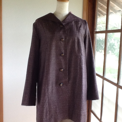 【1038】お買い得品　大島紬　ハーフ　コート 着物リメイク 新品 大島紬ハーフコート＊バッグ - メルカリ