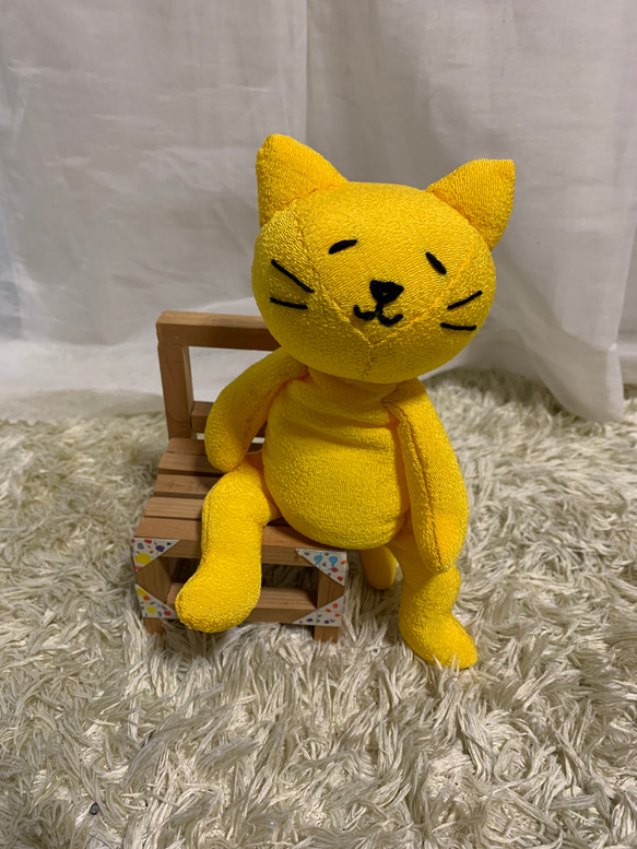 黄色いダルネコちゃん ハンドメイド　ぬいぐるみ　猫 6枚目の画像