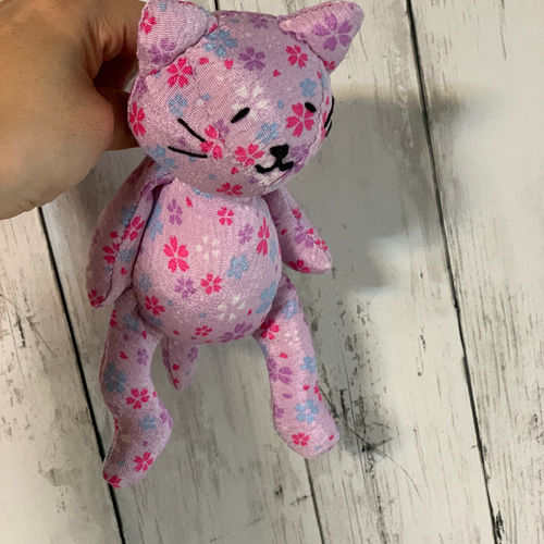 ハンドメイド ぬいぐるみ ネコ 手作り ダルネコ 花柄 ぬいぐるみ