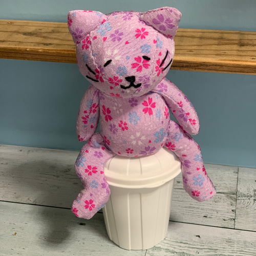 ハンドメイド ぬいぐるみ ネコ 手作り ダルネコ 花柄 ぬいぐるみ
