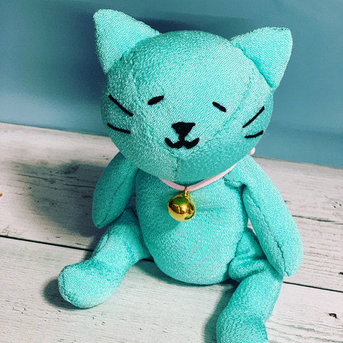 ハンドメイド ぬいぐるみ 猫 ダルネコ 手作り ミントグリーン