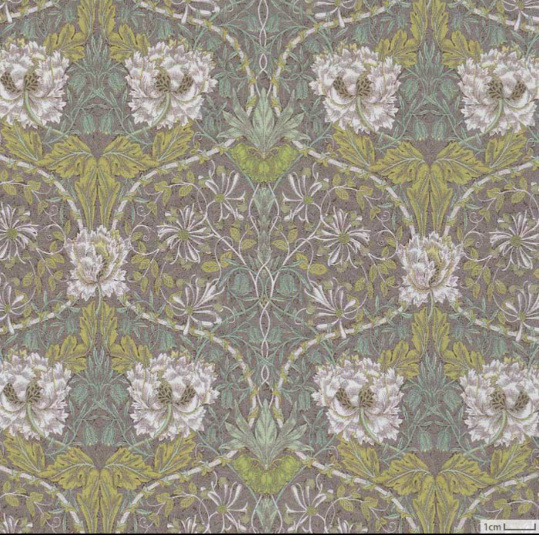 【3枚掲載中】※掲載生地でも作製可。 モリス & コー ハニーサックル＆チューリップ スマホケース 持ち手+ストラップ付