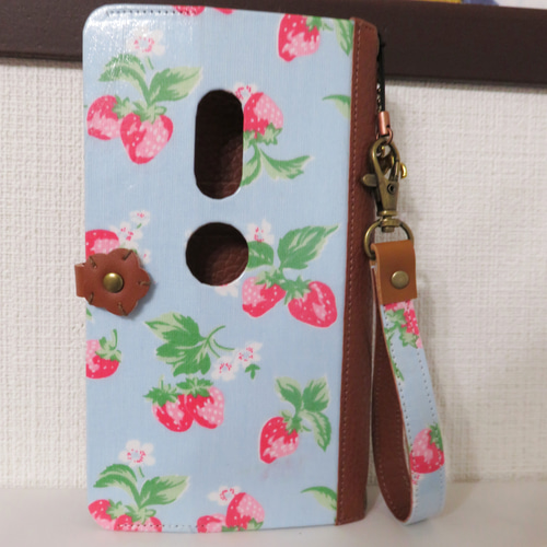 キャスキッドソン “ミニストロベリー” 手帳型スマホケース ストラップ 