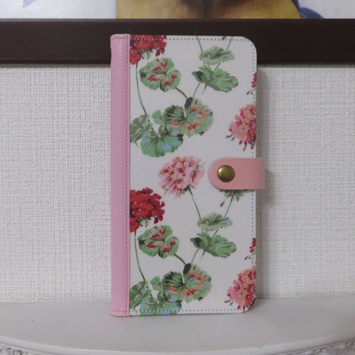 ローラアシュレイ “ゼラニウム” 手帳型スマホケース (概ね全機種対応 