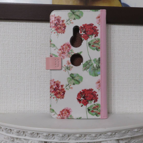 ローラアシュレイ “ゼラニウム” 手帳型スマホケース (概ね全機種対応 