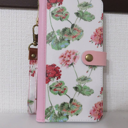 ローラアシュレイ “ゼラニウム” 手帳型スマホケース (概ね全機種対応 